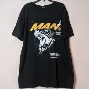 Boohoo Man Oversized Black Snake Print Short Sleeve Crew Neck Tee size Small